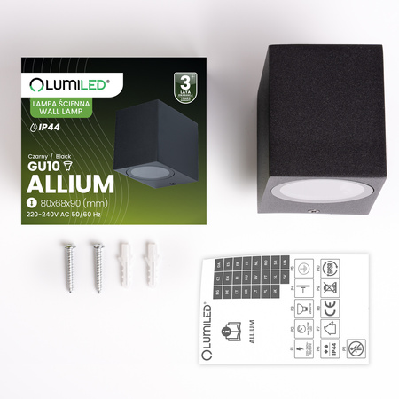 Záhradné nástenné svietidlo fasáda Vonkajšie svietidlo GU10 Black Square