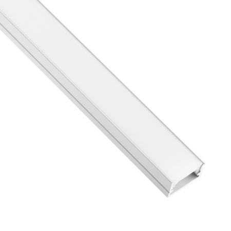 eloxovaný hliníkový profil pre LED KM35 Silver Povrchová montáž 2 m + Mliečny kryt + Koncové krytky