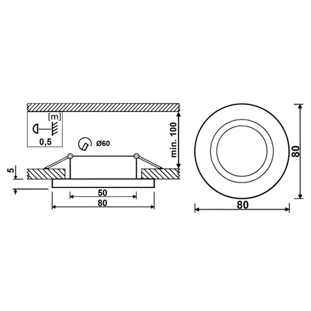 Svietidlo HALOGEN na zapustenú montáž Pevný okrúhly biely plech GU10 MR16