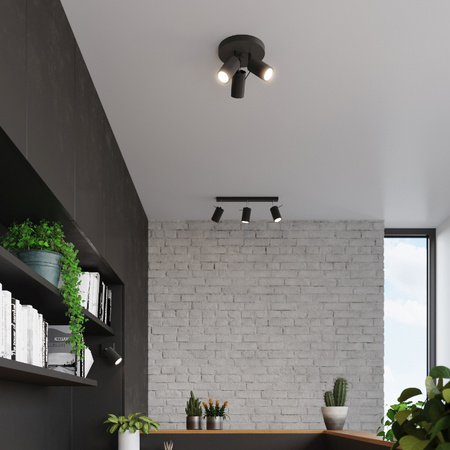 SPOT TUBA Reflektor pre povrchovú montáž stropného svietidla 3x GU10 Movable Tubular Black Modern Ring Sollux