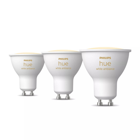 3x LED žiarovka GU10 reflektor 4,2W = 50W 400lm 2200-6500K CCT SMART Smart Bluetooth ZigBee White Ambiance Philips HUE