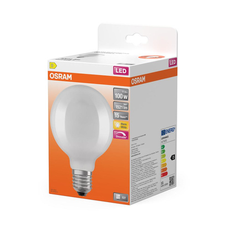LED žiarovka G95 Sphere E27 11W = 100W 1521lm 2700K teplá biela 300° Dimmable STAR CLASSIC Osram