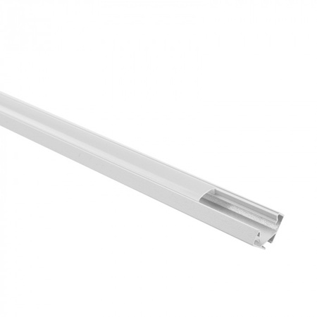Hliníkový rohový LED profil povrchová montáž biely 2 m s tienidlom z mliečneho skla pre LED pásy + krytky Ecolight série R