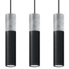 Stropné závesné svietidlo 3x GU10 Tubular Black Grey Modern Borigio Sollux