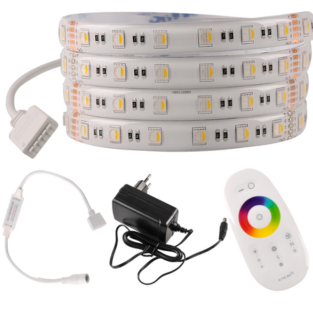 LED pásik RGBw 22W 990lm 120° biely IP65 stmievateľný Sanico Goldlux