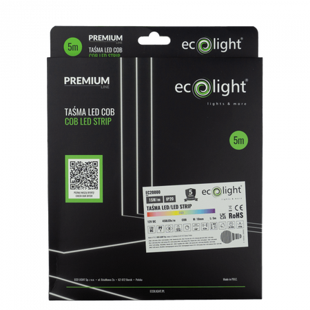 LED pás COB 15W/m 450LED/m 12V Viacfarebné RGB IP20 Roll 5m Ecolight