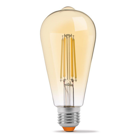 LED žiarovka E27 ST64 Edison 6W = 44W 550lm 2200K teplá biela 360° FILAMENT Amber Dimmable Videx