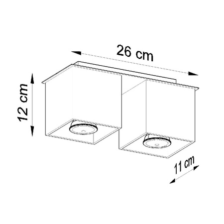 Stropné svietidlo na povrch 2x GU10 Square Black Moderné Quad Sollux