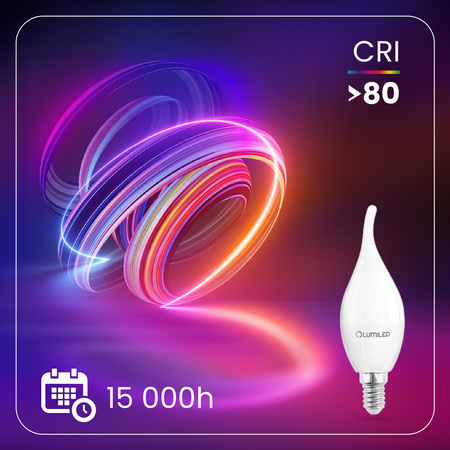 LED žiarovka E14 sviečka BA35 8W = 60W 806lm 4000K neutrálna biela 180° LUMILED