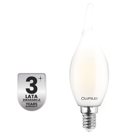 LED žiarovka E14 sviečka BA35 2,2W 470lm = 40W 2700K teplá biela 360° Filament CLASS A LUMILED