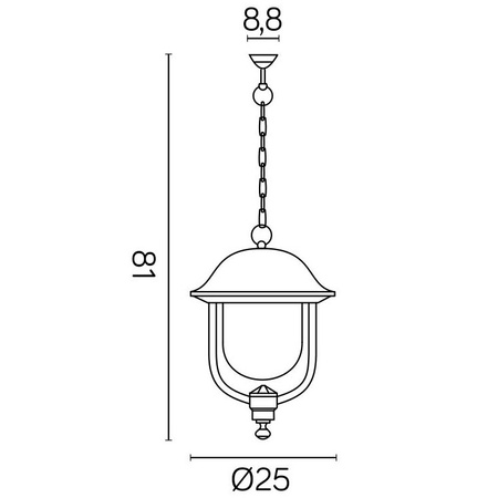 Vonkajšie závesné záhradné svietidlo LED Prince K 1018/1/O E27 Su-Ma