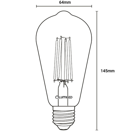 LED žiarovka E27 Edison ST64 8W = 60W 880lm 3000K teplá biela 360° FILAMENT LUMILED