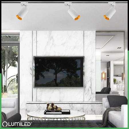 GU10 bielo-zlaté svetlo SAGI pre jednofázové prípojnice LUMILED