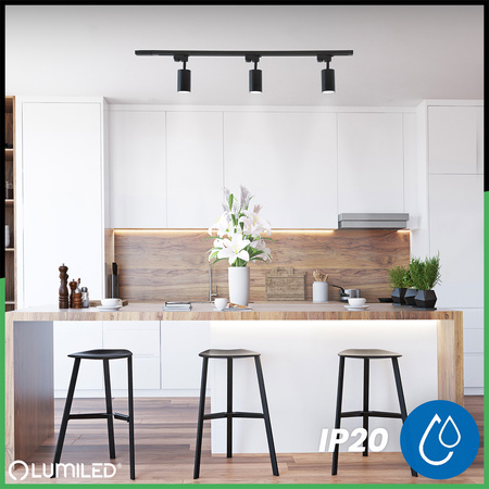 Sada osvetľovacích prípojníc 1m + 3x SAGI GU10 Black Gold LUMILED reflektor