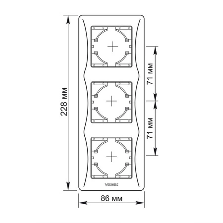 Horizontálny rám pre zásuvky Trojitá povrchová montáž Čierna BINERA VIDEX