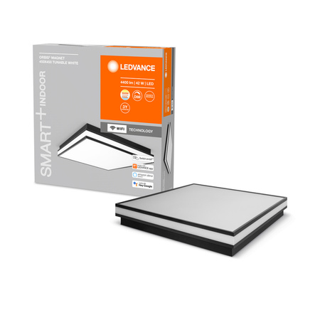 Plafond LED stropné svietidlo Povrchová montáž 42W 2500lm CCT Stmievateľné štvorcové čierne SMART+ WiFi Magnet Ledvance