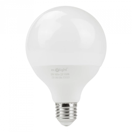 LED žiarovka Sphere G95 E27 20W 1800lm 6500K studená biela Ecolight