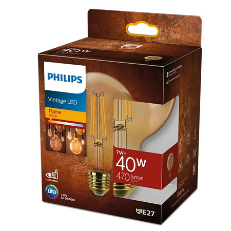 LED žiarovka E27 G95 7W = 40W 470lm 1800K teplá biela Filament Amber PHILIPS