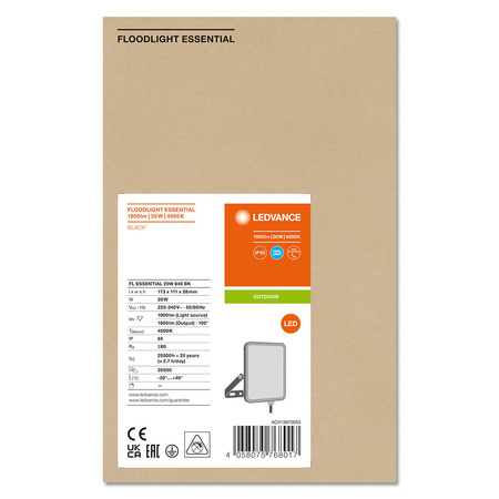 LED reflektor Vonkajší reflektor 20W 1800lm 4000K IP65 Black Essentials Ledvance