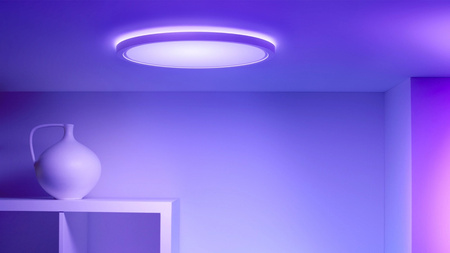 Plafond LED povrchová stropná lampa 22W 2600lm 2700-6500K RGB + TW 42,3cm biela okrúhla Smart SMART WiFi Bluetooth App Superslim WiZ