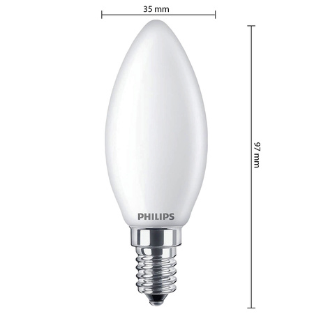 LED žiarovka E14 sviečka B35 2,2W = 25W 250lm 2700K teplá biela FILAMENT LED Classic Philips