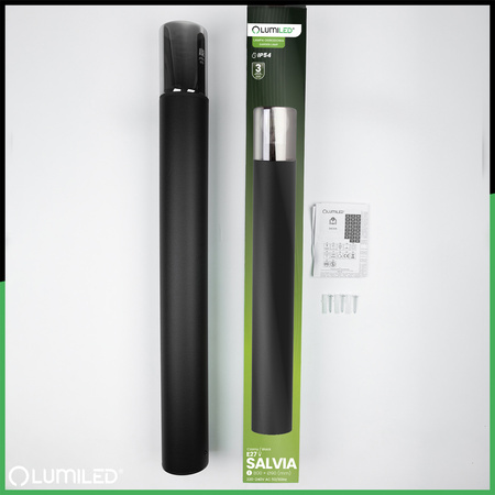 Vonkajšie stojace stĺpy Záhradné svietidlo pre žiarovku E27 Čierne sklo IP54 80 cm SALVIA LUMILED