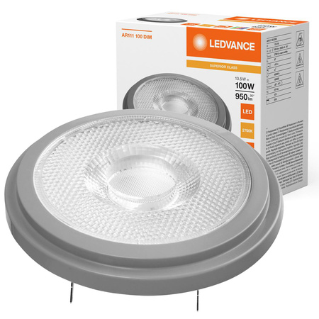 LED žiarovka G53 reflektor AR111 13,5W = 100W 950lm 2700K teplá biela 24° CRI97 12V Stmievateľná Ledvance