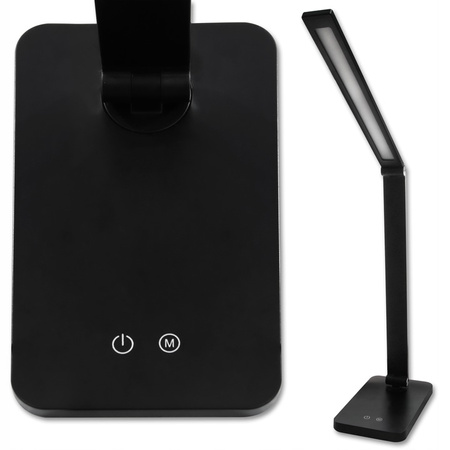 Stolová nastaviteľná stolová lampa LED 7W 420lm 2700/4000/4500/5000/6000K CCT Nabíjateľné školské nočné svetlo USB Stmievateľné vypínač čierny Ingrid Masterled