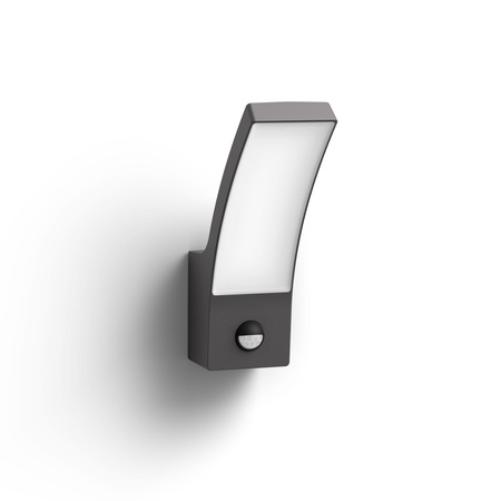 Záhradné nástenné svietidlo Vonkajšie fasádne svietidlo LED 12W 1100lm 2700K IP44pohybovým a súmrakovým senzorom Antracitová farba Splay Philips