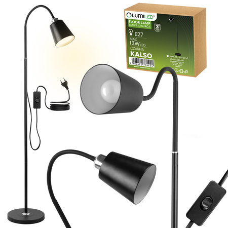 LED E27 čierna s nastaviteľnou výškou Kalso Lumiled stojaca lampa