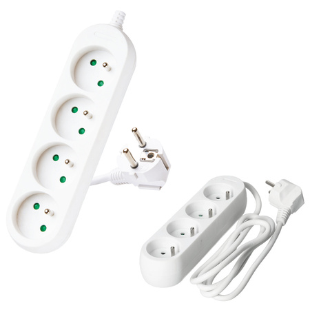 Predlžovací kábel Zástrčka 4x uzemnená zásuvka Napájací pásik 1,5 m biely Linea Kobi