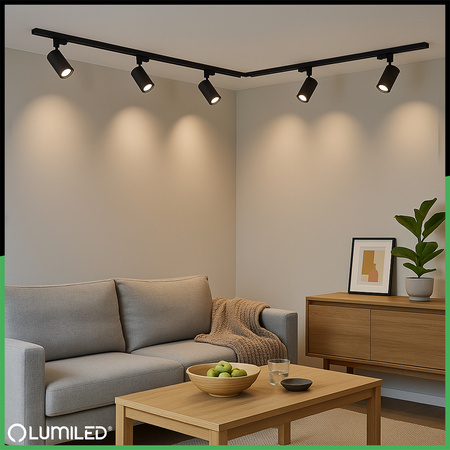 Sada osvetľovacích prípojníc 1m + 3x SAGI GU10 Black Gold LUMILED reflektor