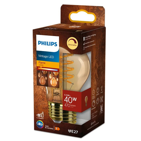 LED žiarovka E27 A60 5,5W = 40W 470lm 2200K teplá biela Filament Amber PHILIPS Stmievateľná