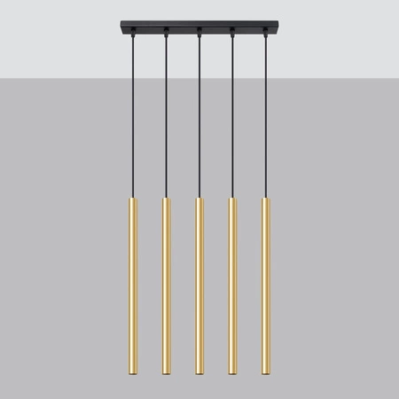 Stropné závesné svietidlo 5x G9 Tuba Luster Tubular Gold Gloss Modern Pastelo Sollux