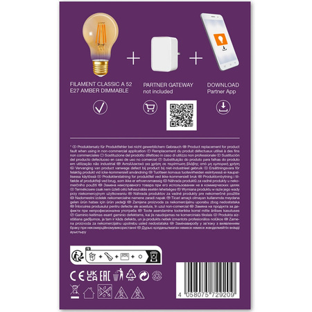 LED žiarovka E27 A60 6W 680lm 2400K teplá biela Filament LEDVANCE SMART+ ZigBee Dimmable
