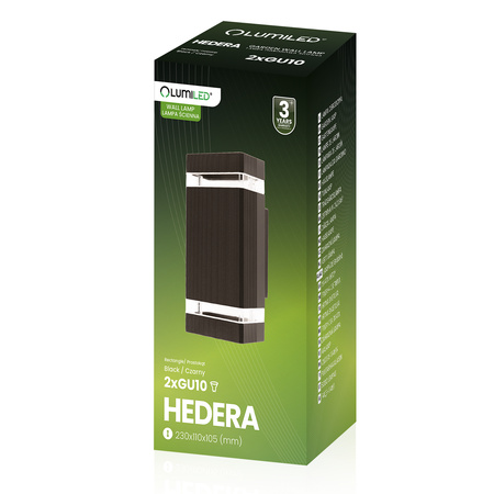 Záhradné nástenné svietidlo zhora nadol GU10 čierne hliníkové HEDERA LUMILED