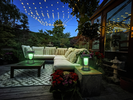 Záhradná lampa Smart Solar Lantern 3W 200lm 3000K teplá biela RGB+W Stmievateľné IP44 Čierna SMART+ Bluetooth Solar Ledvance