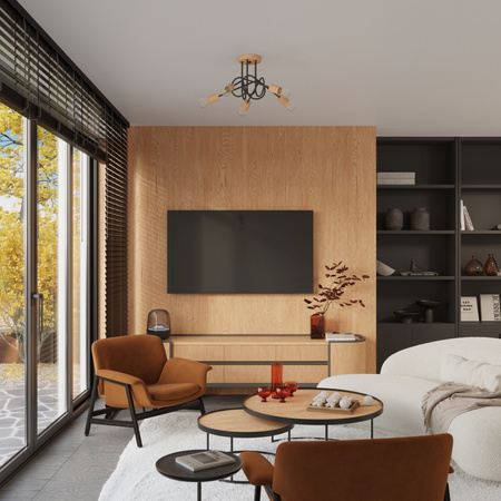 Luster Stropné svietidlo Spider Pendant 3x E27 Prírodné drevo Black Ember Peach Puff SL.1477 Sollux