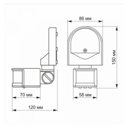 Vonkajší svetelný senzor pohybu a súmraku 1200W čierny IP44 VL-SPW2B Videx