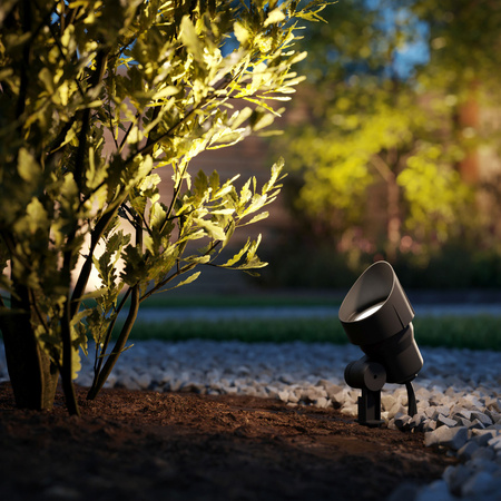 LED reflektorová záhradná lampa 6W 600lm 2700K IP44 čierna nízkonapäťová 12V Philips