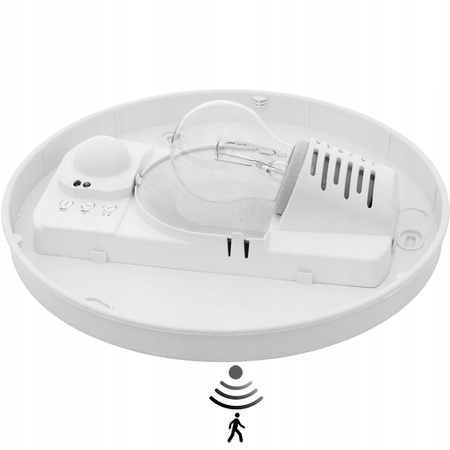Plafond LED stropné svietidlo so senzorom pohybu Povrchová montáž E27 IP44 Okrúhly biely PIRES KANLUX