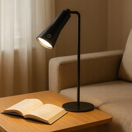 Stolná stolná lampa Nastaviteľná LED 5W 400lm 4000lm, neutrálna biela dobíjateľná Školský nočný klip Stmievateľná čierna Magneto Masterled