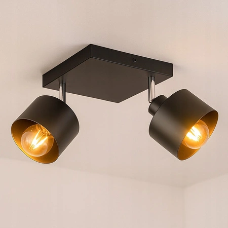 Bodové stropné svietidlo Tuba Reflektor Halogénové svietidlo 2x E27 Pohyblivé čierne Elza Masterled