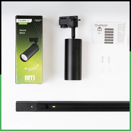 Sada osvetľovacích prípojníc 2 m + 6x RITI GU10 čierna LUMILED reflektor