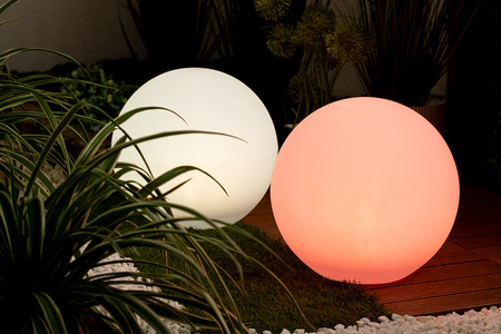 Záhradná SOLÁRNA LAMPA guľa pre záhradu GROUND LED RGB 30cm + diaľkové ovládanie