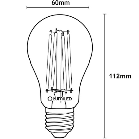 LED žiarovka E27 A60 7W = 60W 806lm 3000K teplá biela 360° FILAMENT LUMILED