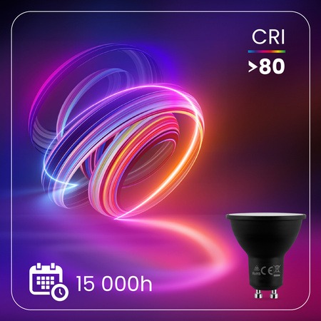 LED GU10 reflektor PAR16 3W = 25W 270lm 3000K teplá biela 120° čierna LUMILED