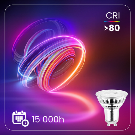 10x LED žiarovka GU10 6W = 50W 580lm 3000K, teplá biela 38° Glass LUMILED