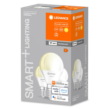 3x LED žiarovka E14 4,9W = 40W 470lm SMART+ WiFi stmievateľná mini žiarovka Ledvance