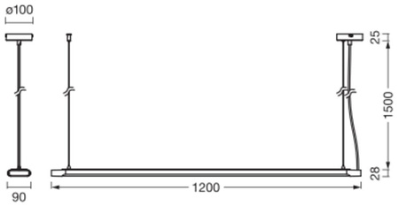 40W 4100lm 4000K, neutrálna biela stmievateľné čierne kancelárske svietidlo Ledvance Line